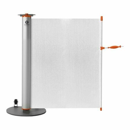 ZONEPRO Single Rolling Stanchion with White Safety Banner and Orange Accent URS3001-ORG-B-12 466URS3001ORGB12